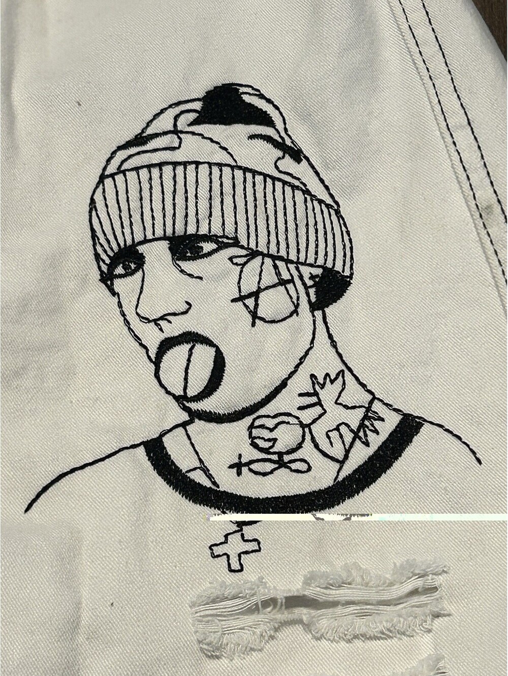 Rare Hiradmood Collection White Graphic Jogger Pants Gothic Streetwear - Picture 5 of 9